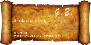 Greksza Erik névjegykártya